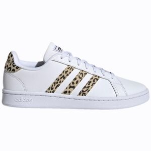 Adidas Grand Court Women's Athletic Sneaker White Leopard Womens Size 5 (FY8949)